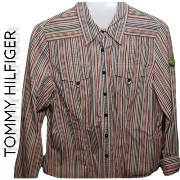 Tommy Hilfiger Women's Long Sleeve Blouse Size XL Multi -Colored - Picture 1 of 10